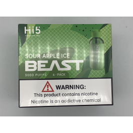 HI 5 DISPOSABLE SOUR APPLE ICE 3000 PUFF/ 6PK