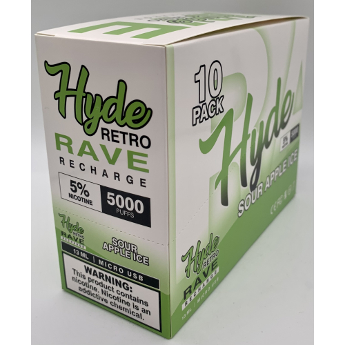 HYDE RAVE RETRO (RECHARGE) 5000PUFF SOUR APPLE ICE 